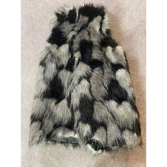 Decree Black & Gray Faux Fur Vest With Satin Lining XS - Picture 2 of 10